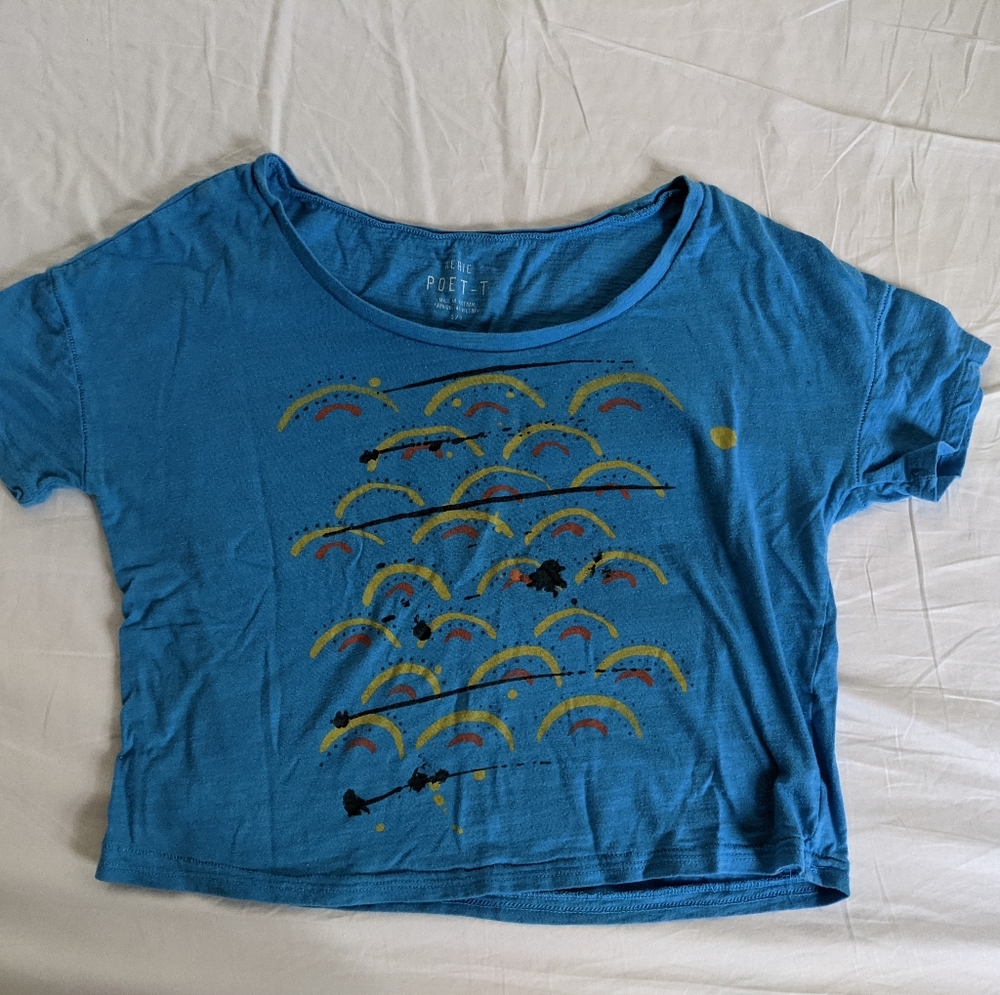 Aerie Poet-T Ultra-Soft Cobalt Blue Sunrise Tee Shirt